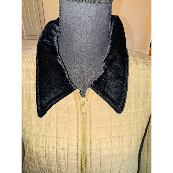 Vintage Bogari Signature Olive Black Quilted Jacket Canvas Jacket Coat Collar - Picture 6 of 9
